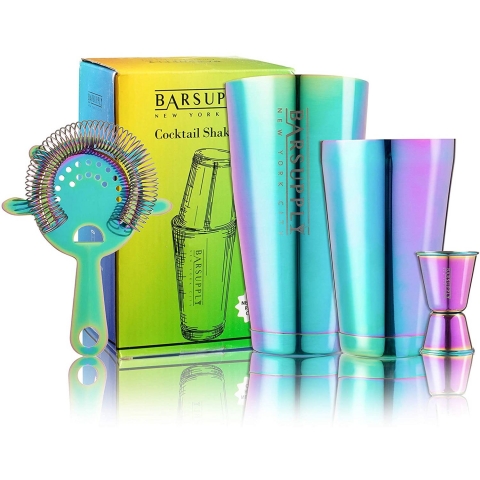 BARSUPPLY 4 Para Paslanmaz elik Shaker Seti (Rainbow)