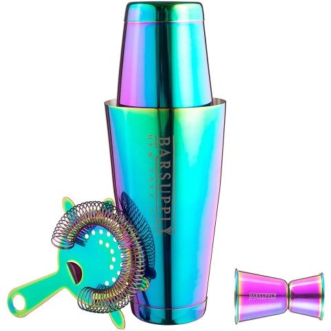 BARSUPPLY 4 Par�a Paslanmaz �elik Shaker Seti (Rainbow)