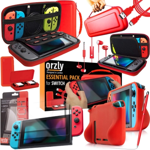 Orzly Nintendo Switch in Aksesuar Seti (Krmz)