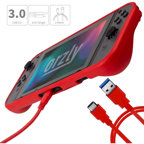 Orzly Nintendo Switch in Aksesuar Seti (Krmz)