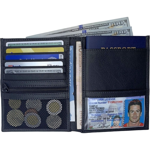 123 Cheap Checks RFID Korumal� Erkek Deri Pasaportluk (Siyah)