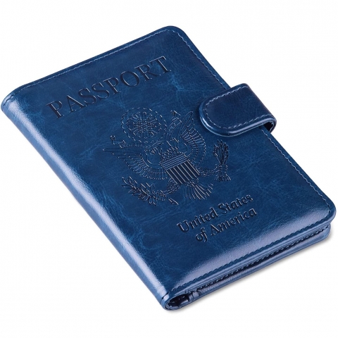 Anbelideb RFID Korumal Kadn Deri Pasaportluk (Lacivert)