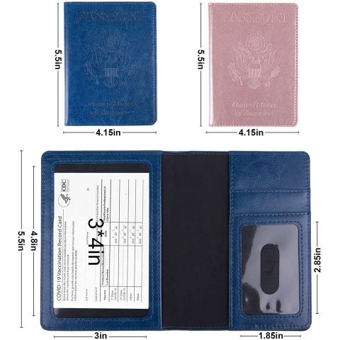 Beanumerous RFID Korumal Kadn Deri Kartlk (Mavi/Pembe)(2 Adet)