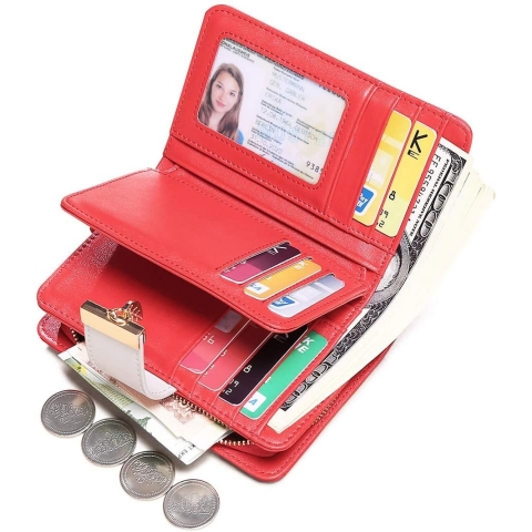 BAIGIO RFID Korumal� Kad�n Deri C�zdan (Pembe)