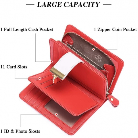 BAIGIO RFID Korumal� Kad�n Deri C�zdan (Pembe)