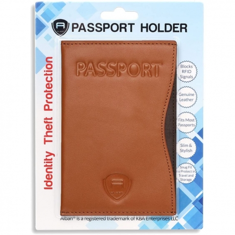 Alban RFID Korumal Erkek Deri Pasaportluk (Kahverengi)