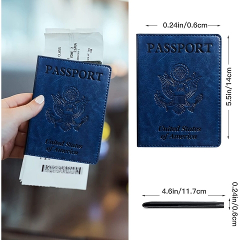Generic RFID Korumal Erkek Deri Pasaportluk (Mavi)