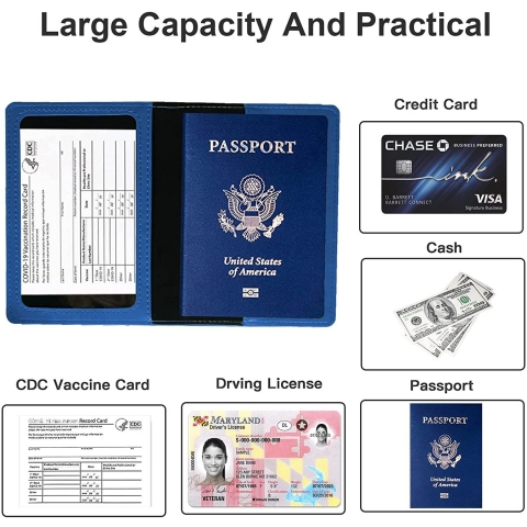 Generic RFID Korumal Erkek Deri Pasaportluk (Mavi)