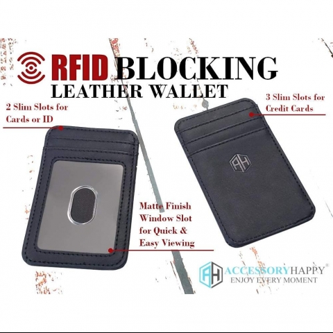 AccessoryHappy RFID Korumal Kadn Deri Kartlk (Siyah)
