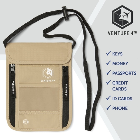 VENTURE 4TH RFID Korumal Erkek Nylon Czdan (Krem)