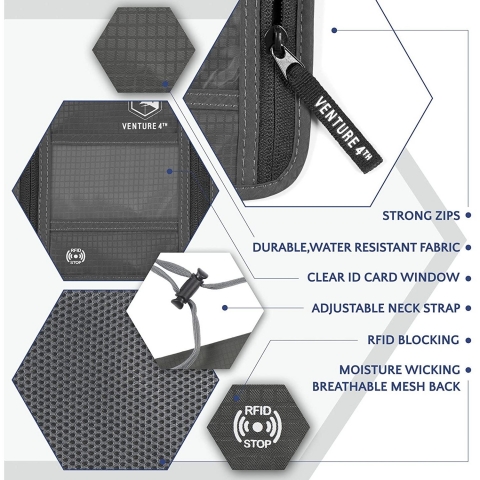 VENTURE 4TH RFID Korumal Erkek Nylon Czdan (Siyah)