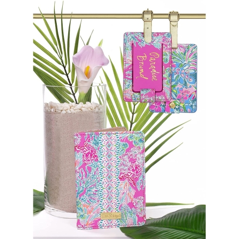 Lilly Pulitzer RFID Korumal Kadn Deri Czdan (Pembe)