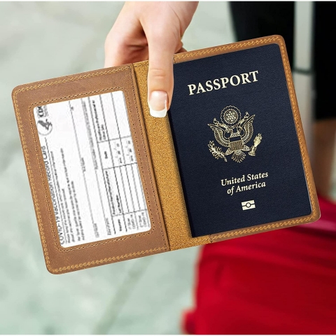 AGBIADD RFID Korumal Erkek Deri Pasaportluk (Kahverengi)