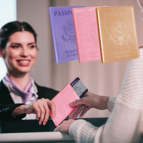 Sizobi RFID Korumal Kadn Deri Pasaportluk (Pembe)