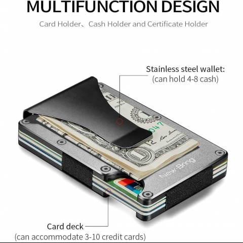 NEW-BRING RFID Korumal Erkek Alminyum Kartlk (Gri)