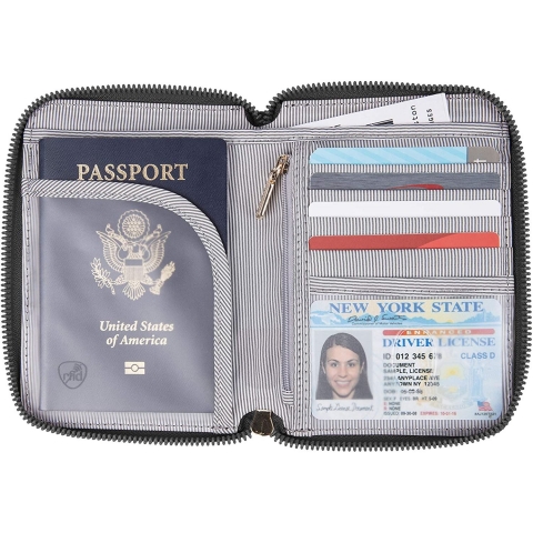 Travelon RFID Korumal Kadn Nylon Pasaportluk (Siyah)