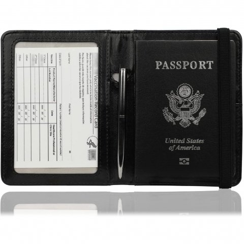 GDTK RFID Korumal Kadn Deri Pasaportluk (Siyah)