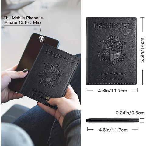 Cokokert  RFID Korumal Erkek Deri Pasaportluk (Siyah)