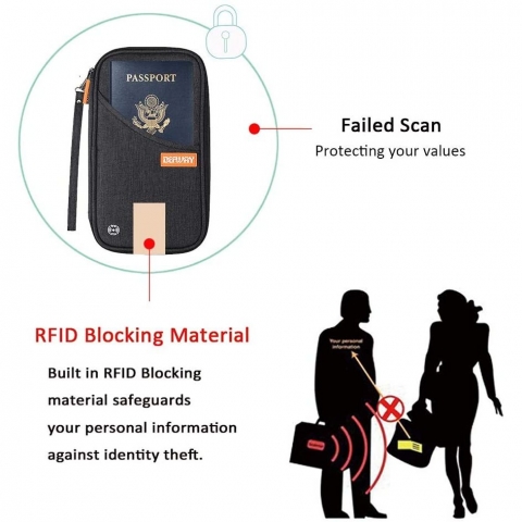 defway RFID Korumal Erkek Nylon Czdan (Siyah)