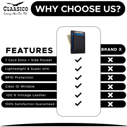 Claasico RFID Korumal Erkek Deri Kartlk (Black)