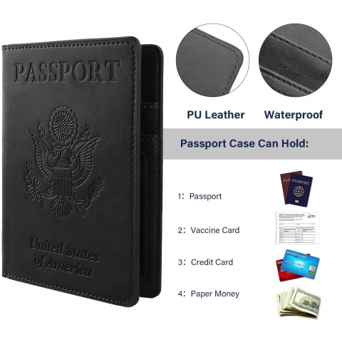 HVSVH RFID Korumal Erkek Deri Pasaportluk (Siyah)