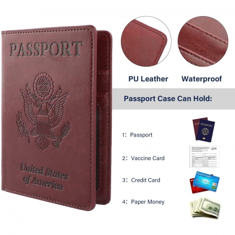 HVSVH RFID Korumal Erkek Deri Pasaportluk (Krmz)
