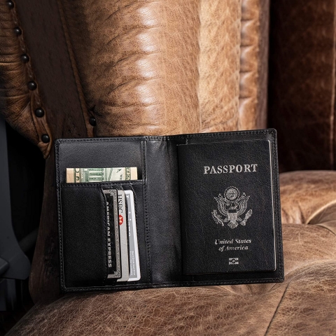 POLARE ORIGINAL RFID Korumal Erkek Deri Pasaportluk (Siyah)