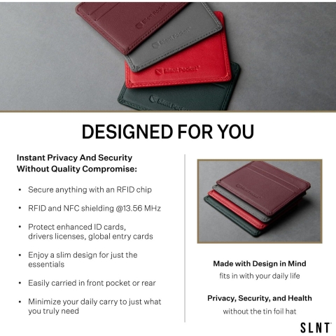 Silent Pocket RFID Korumal Erkek Deri Kartlk (Mavi)
