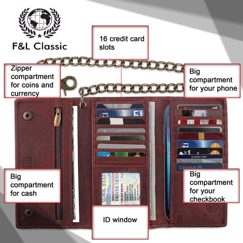 F&L CLASSIC RFID Korumal Erkek Deri Czdan (Bordo)