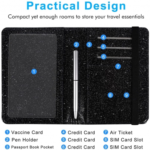 Caweet  RFID Korumal Kadn Deri Pasaportluk (Siyah)