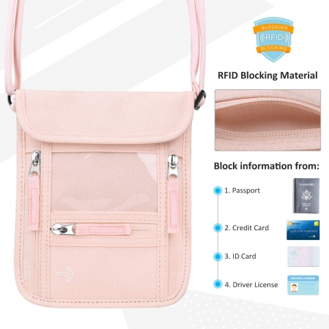 WALNEW RFID Korumal Kadn Nylon Czdan (Pembe)