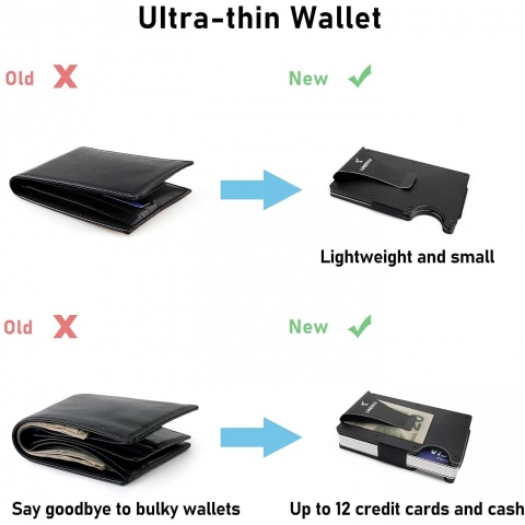 LUNERKU RFID Korumal Erkek Alminyum Kartlk (Siyah)