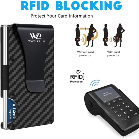 Waylipun RFID Korumal Erkek Carbonfiber Kartlk (Gri)