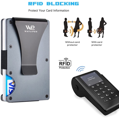 Waylipun RFID Korumal Erkek Alminyum Kartlk (Gri)