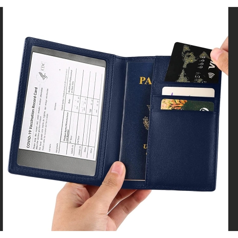 oakxco RFID Korumal Erkek Deri Pasaportluk (Lacivert)