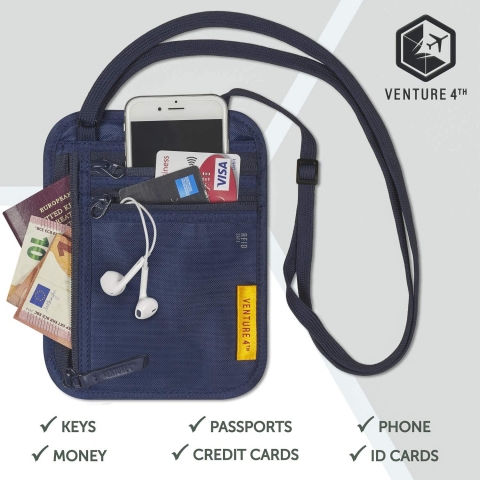 VENTURE 4TH RFID Korumal Erkek Nylon Pasaportluk (Mavi)