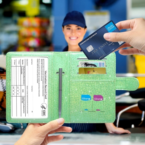 MCmolis RFID Korumal Erkek Deri Pasaportluk (Yeil)