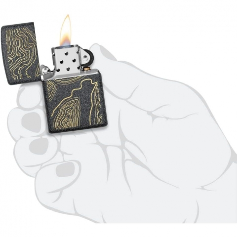 Zippo Topo Map Design Iron Stone Pocket akmak