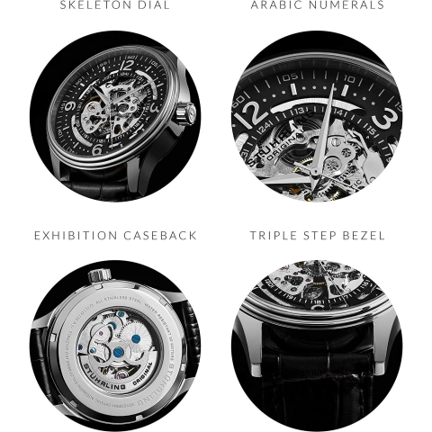 Stuhrling Original Automatic Skeleton Saat (Siyah/2)