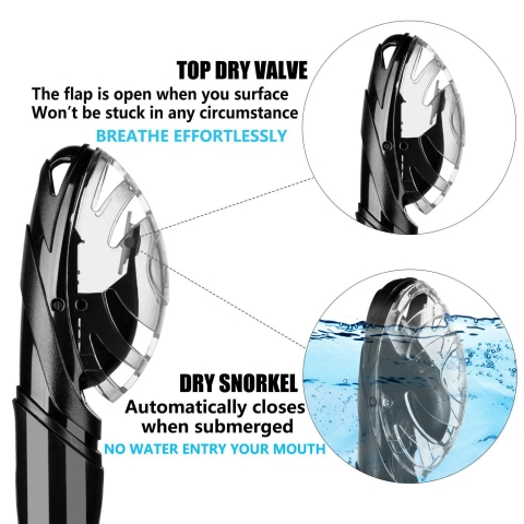 Aegend Dry Snorkel, Dive Mask Easy-Breath Free Diving Snorkel for