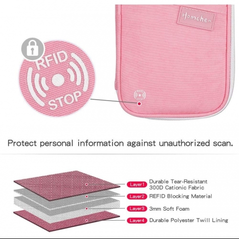 homchen RFID Korumal Kadn Nylon Czdan (Pembe)