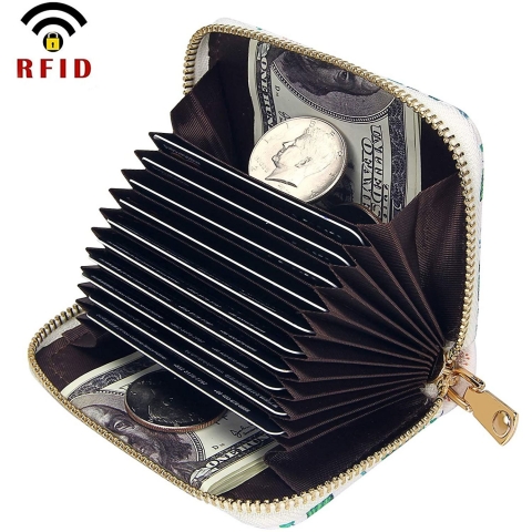 KUKOO RFID Korumal� Kad�n Deri C�zdan (Ye�il)