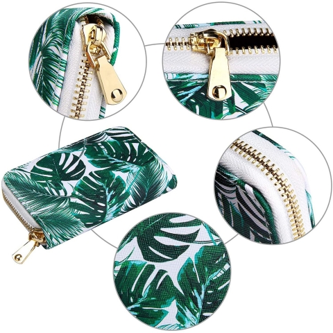 KUKOO RFID Korumal� Kad�n Deri C�zdan (Ye�il)