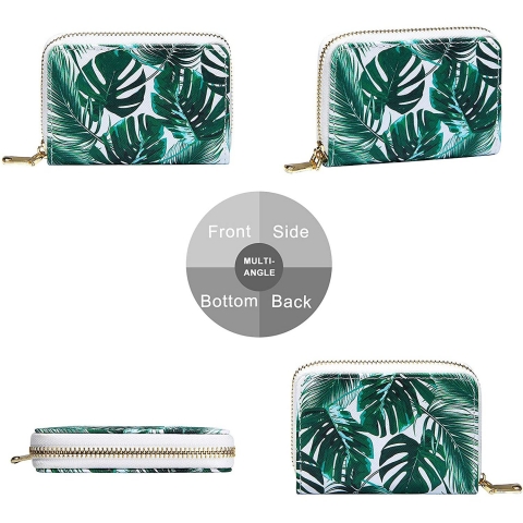 KUKOO RFID Korumal� Kad�n Deri C�zdan (Ye�il)