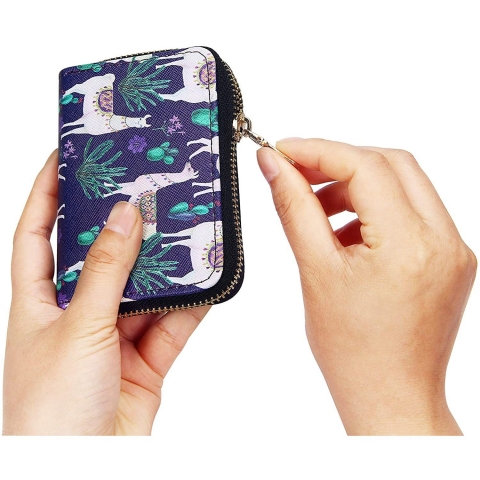 KUKOO RFID Korumal� Kad�n Deri C�zdan (Mor)