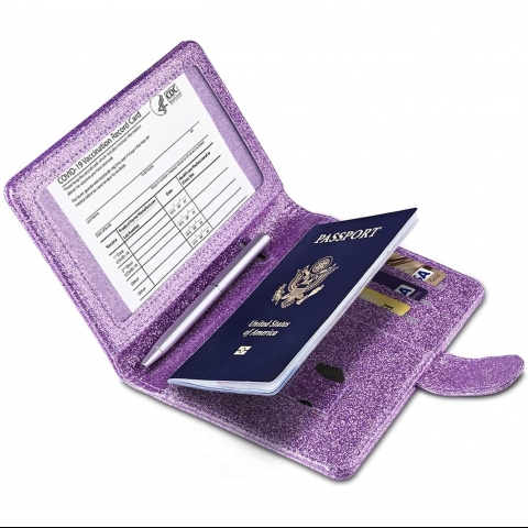 Anbelideb RFID Korumal Kadn Deri Pasaportluk (Mor)