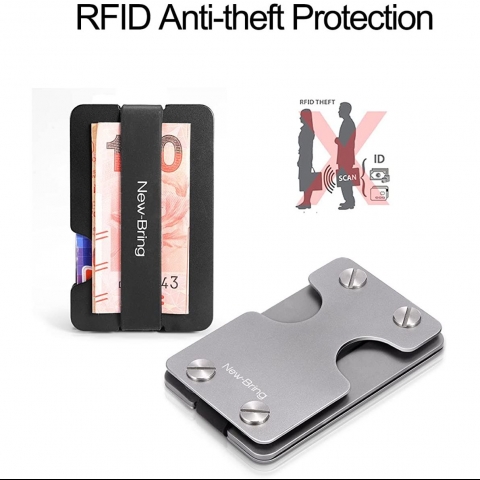 NEW-BRING RFID Korumal Erkek Alminyum Kartlk (Gri)