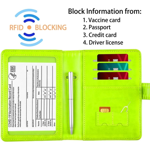 Uhitmi RFID Korumal Deri Pasaportluk (Yeil)