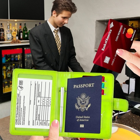 Uhitmi RFID Korumal Deri Pasaportluk (Yeil)