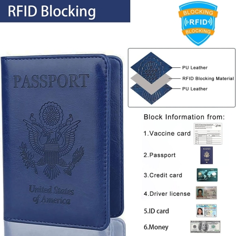 Weraher RFID Korumal Kadn Deri Pasaportluk (Mavi)